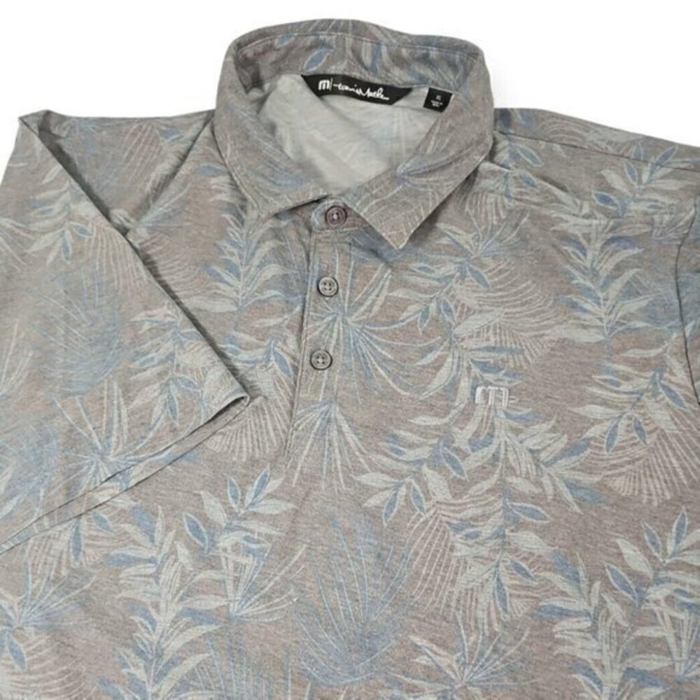 Travis Mathew‎ Lake Of Isles Golf Polo Grey Floral Pattern Mens Size XL, X-Large